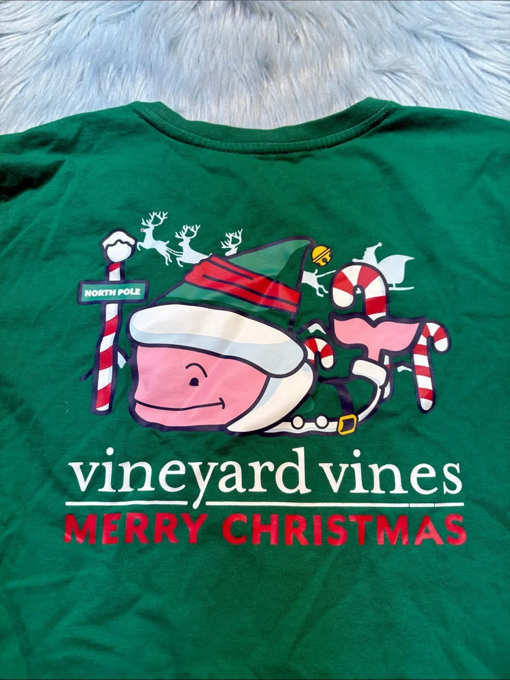 Vineyard Vines Green Kids 'Merry Christmas' Long-Sleeve Tee sz XL